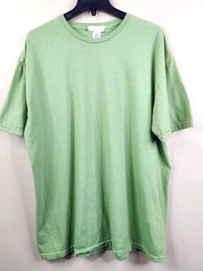 Oversized Boxy Washed Green Basic Crew Neck Tee